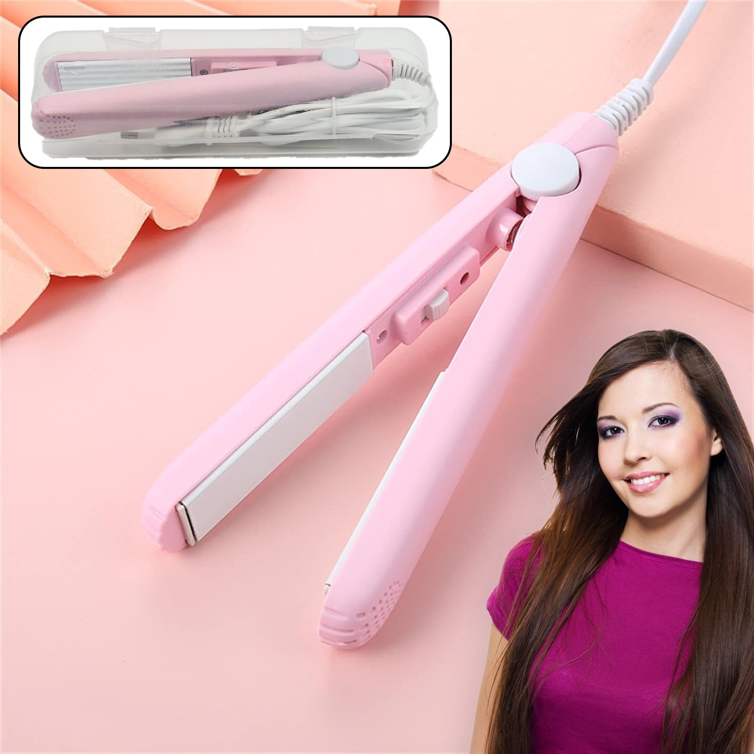 Beauty and Personal Care Professional Ceramic Plate Mini Hair Styler Straightener and Curler Beauty and Personal Care Professional Ceramic Plate Mini Hair Styler Straightener and Curler